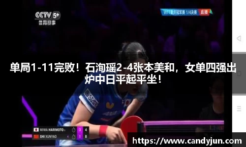 单局1-11完败！石洵瑶2-4张本美和，女单四强出炉中日平起平坐！